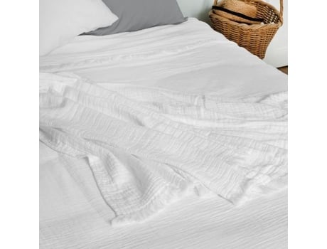 Colcha de Gaze de Algodão Branca 180 X 250 Cm TOISON D'OR