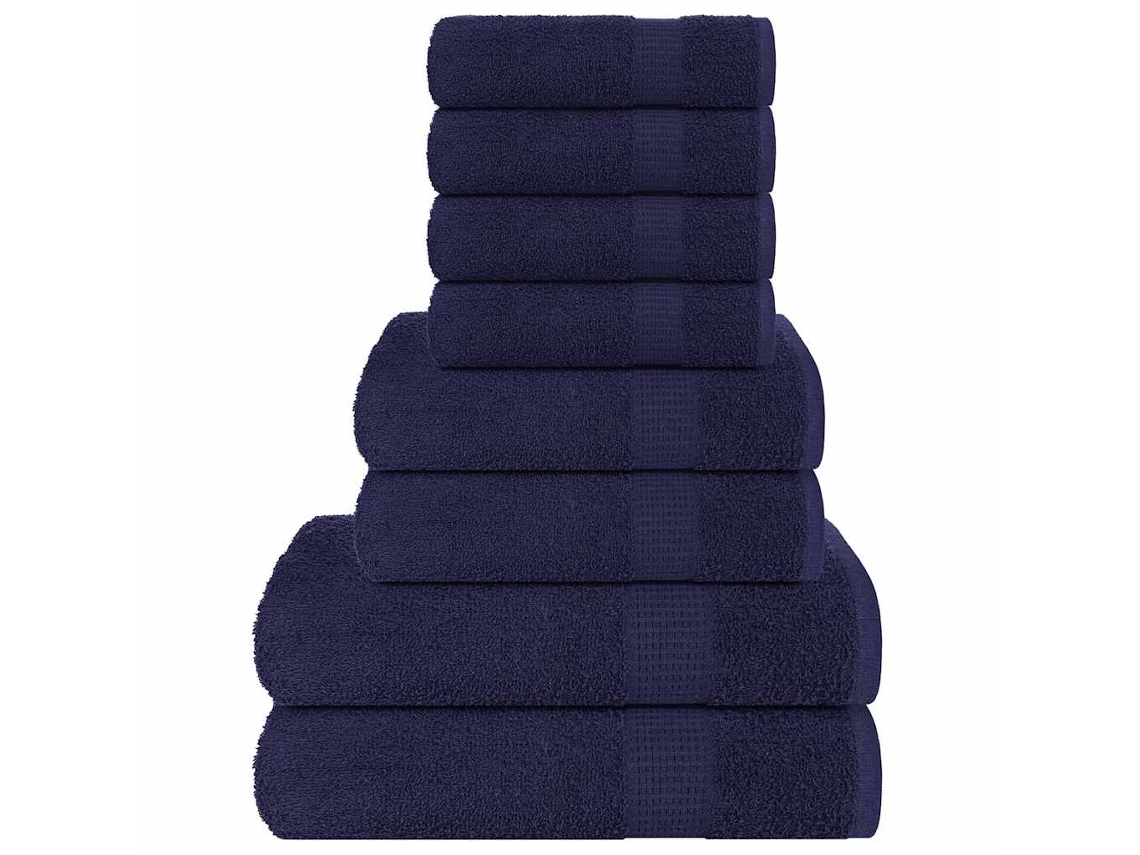 Vidaxl 8pcs Conjunto Toalha Frogn 360 G/m² Azul-marinho