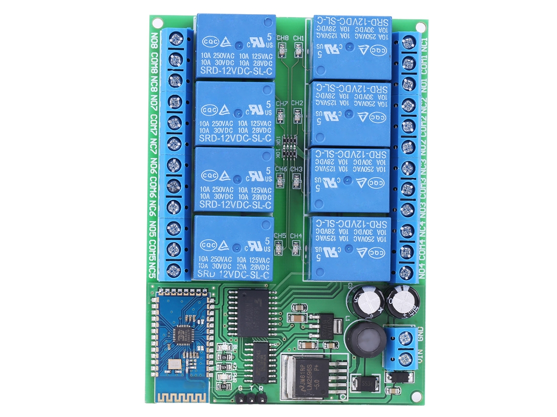 Módulo de Relé Bluetooth 8 Canais 12v Controle Remoto Android | S/MARCA