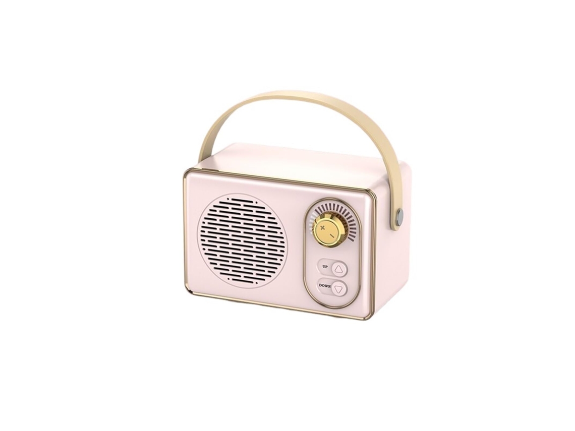 Alto Falante Bluetooth Clássico Retro Music Player Som Estéreo Portátil Mini Viagem Rosa