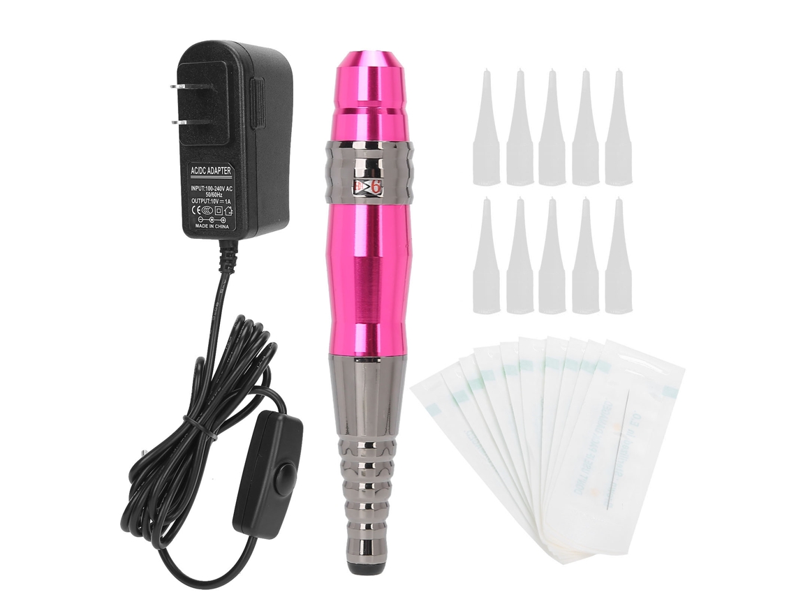 Máquina De Micropigmentação Semipermanente Caneta De Tatuagem De Sobrancelha E Lábio Com Agulha E Capa (vermelho Rosa)