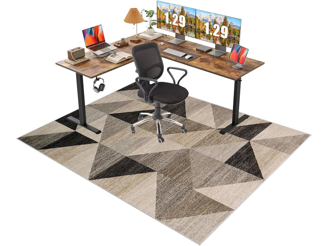 Tapete Protetor Cadeira Escritório 80 X 120 Cm Piso Laminado Azulejo Azul Pisos Duros,