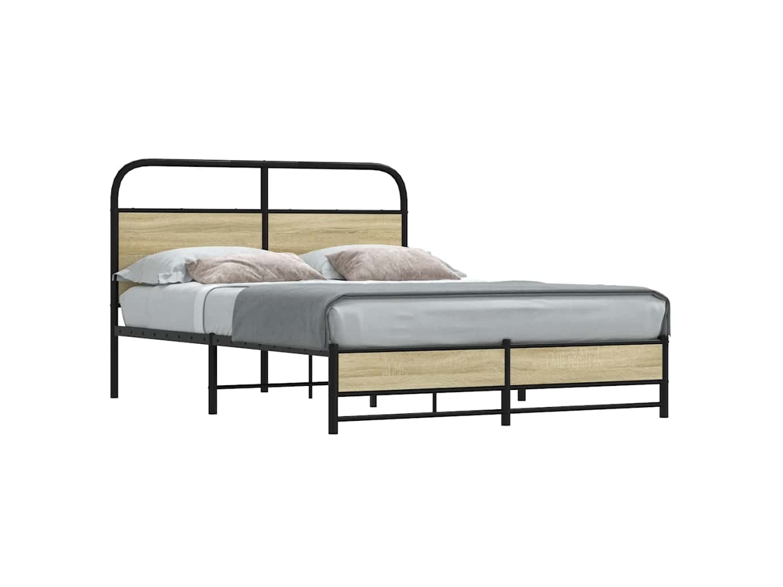 Vidaxl Estrutura Cama S/ Colchão Derivados De Madeira Carvalho Sonoma