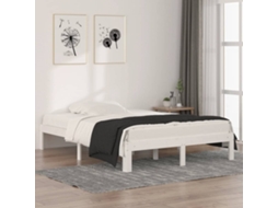 Estrutura De Cama Casal 135x190 Cm Madeira Maciça Branco