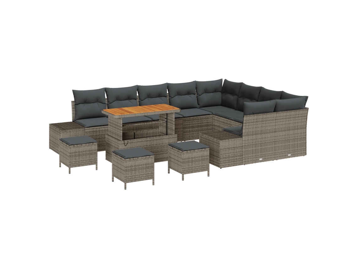 Conjunto 13 Sofá De Jardim Vidaxl Cinzento-claro Vime Pe (110 X 55 X 71 Cm)