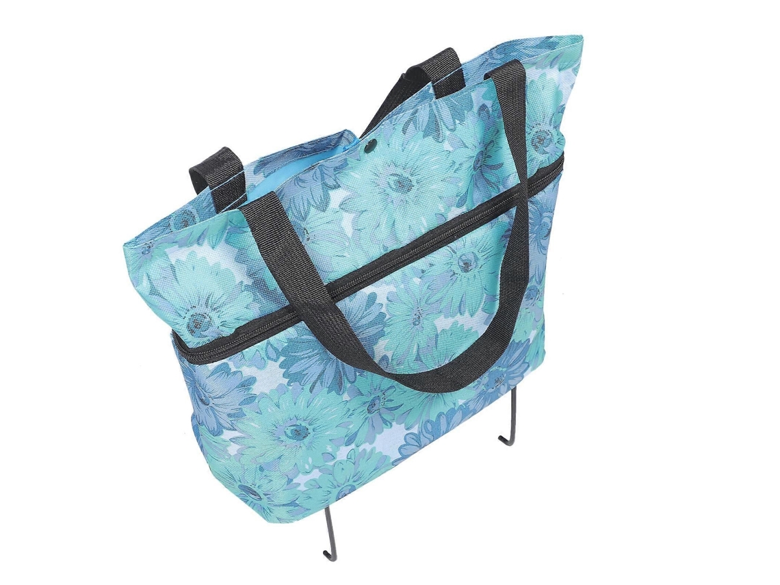 Conjunto de 2 Sacolas de Compras Dobráveis ​​com Carrinho, Multicores, Perfeitas para Casa, Compras Ao Ar Livre, Praia, Grande Capacidade GOKOCO