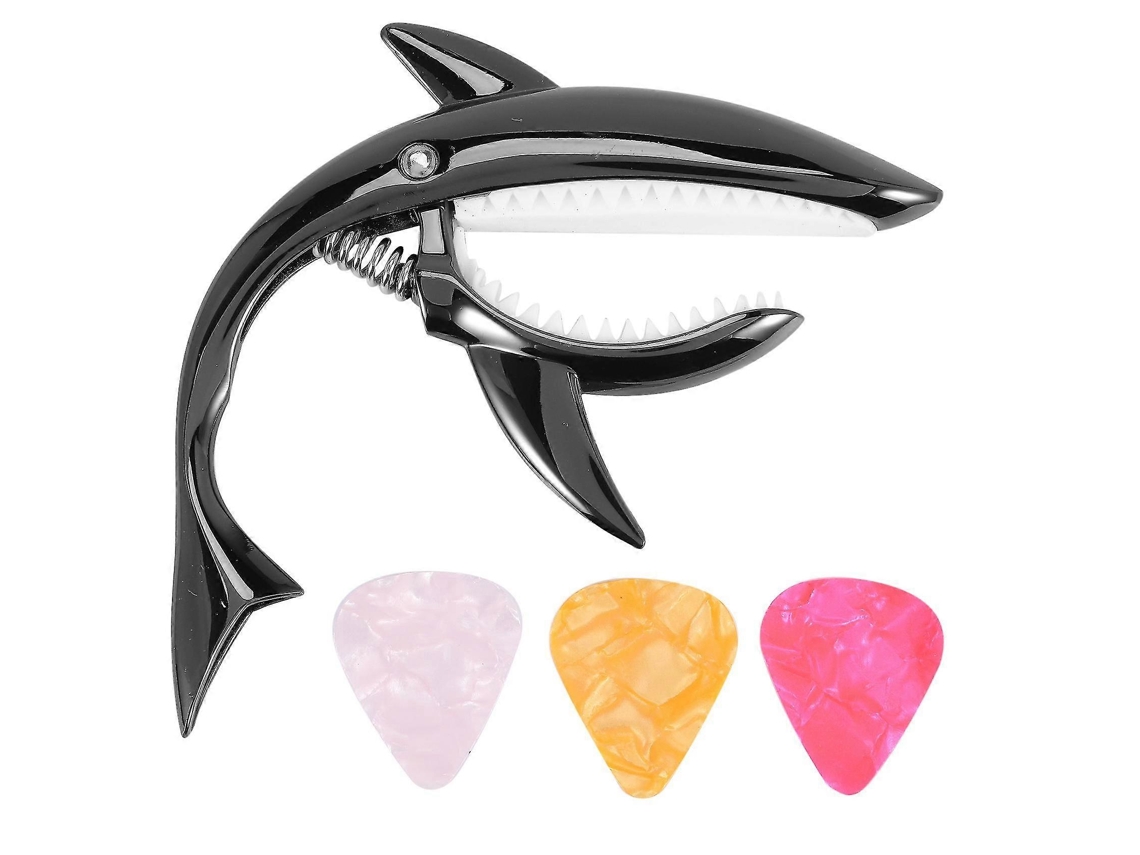 Capotraste de liga de zinco para violões, guitarras, violões clássicos, baixos e ukuleles. Capotraste com palheta, Slowmoose preto.