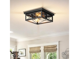 Luminária de Teto Americana em Estilo Retrô Industrial, Feita de Ferro. MDUG