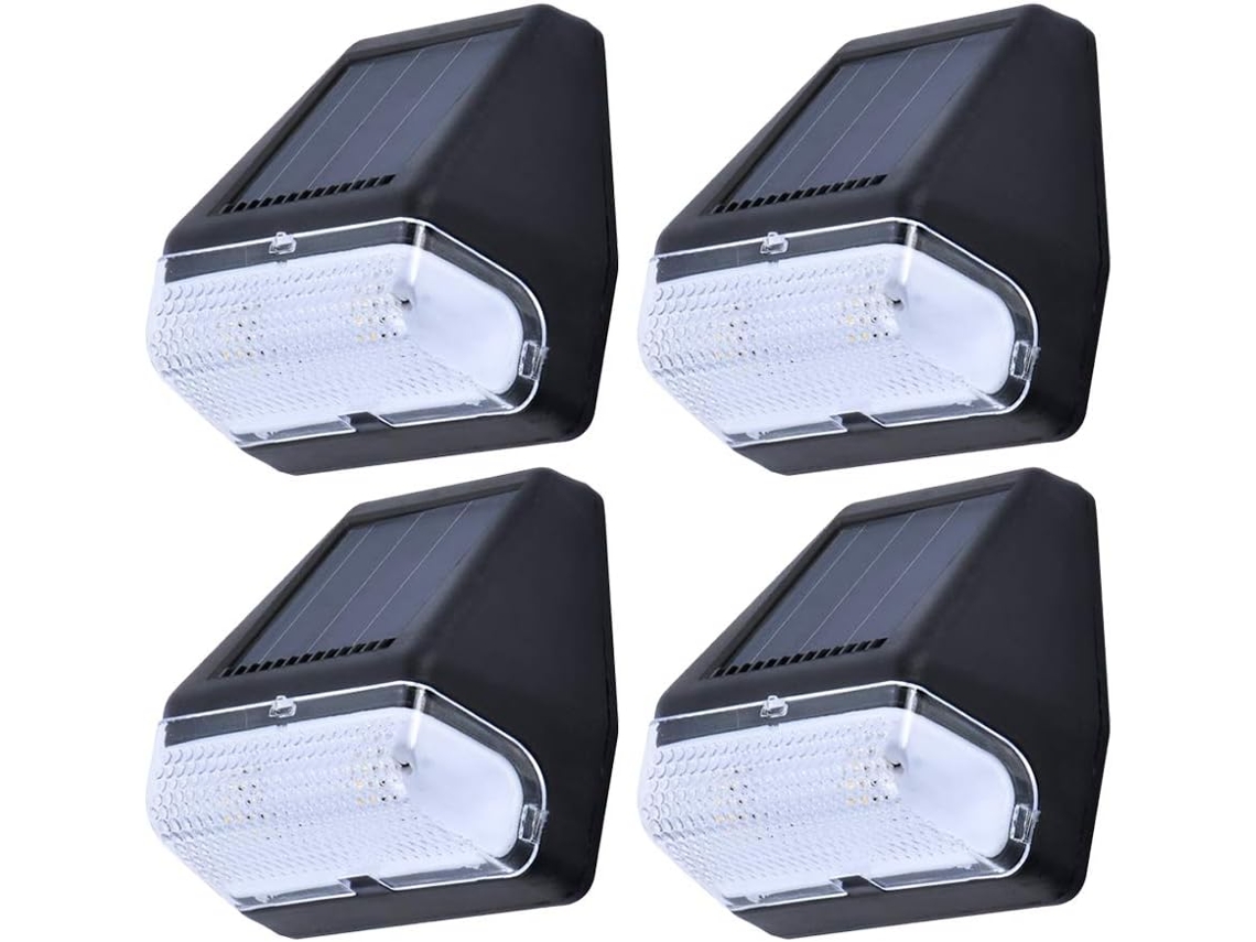Conjunto De 4 Luminárias Solares Led À Prova D'água Para Jardim, Cerca E Pátio.