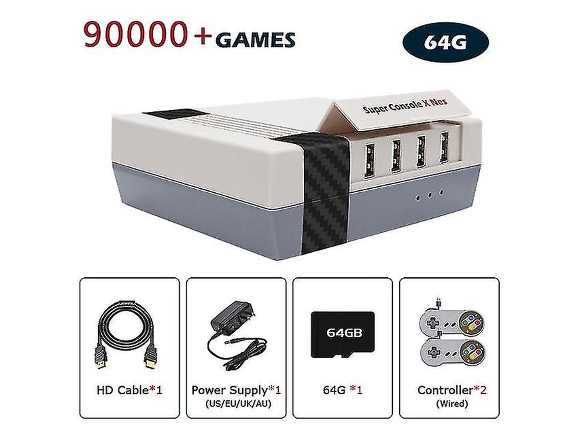O Super Console X Nes Retro Game Suporta Múltiplos Emuladores Como Psp/ps1/n64/dc Com Dois Controles Com Fio, Entrega Mais De 90.000 Jogos Ly Ebike