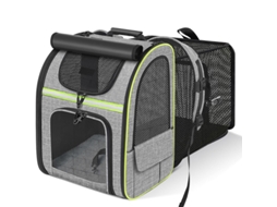 Mochila Expansível para Gatos PANOONA com Tela Respirável até 7,7 kg na Cor Cinza Verde