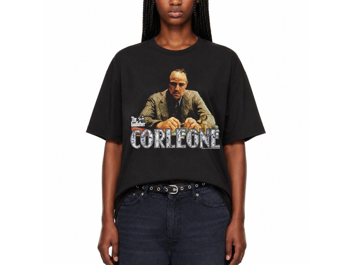 Rockinstone Godfather Movie Corleone Black Adult T-shirt Size:m