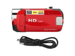Câmera Digital D90 1080p 16MP com Tela Giratória de 2,4 Polegadas, Zoom de 16x, Gravador de Vídeo HD com Luz de Preenchimento, Vermelha, LAXISCREED