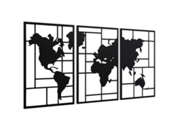 Conjunto de 3 Peças Modernas de Decoração de Parede em Metal, Esculturas Geométricas Abstratas em Metal, 50 X 80 Cm, Pretas. CHEZMOI