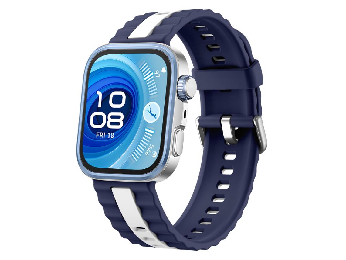 Bracelete Para Huawei Watch Fit 4 Pro / Fit 4 / Fit 3 - Silicone Bicolor - Listras Verticais Azul Meia-noite + Branco