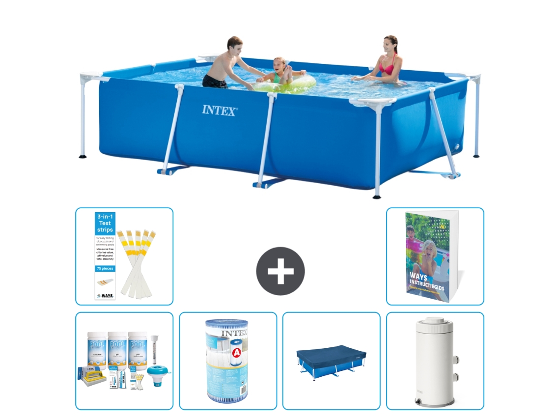 Intex Piscina Com Estrutura Retangular - 300x200x75 Cm - 7-peças S147
