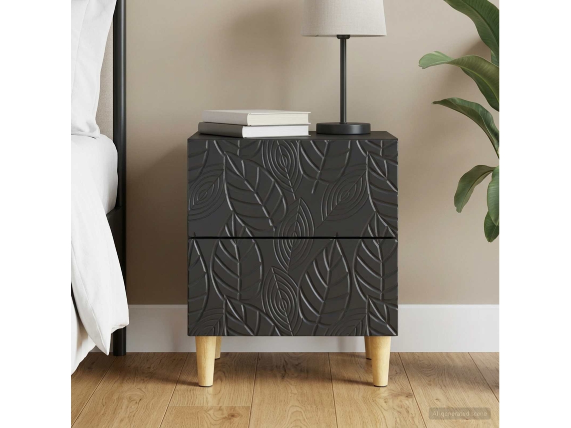 Vidaxl Mesa-de-cabeceira Preto 43 X 34,5 X 48 Cm Derivados De Madeira