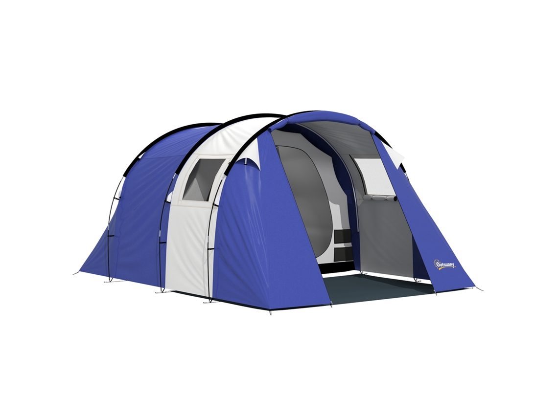 Barraca de camping para 4 pessoas, 2 quartos, impermeável até 3000mm, com piso, bolsa, dimensões 420x300x200cm