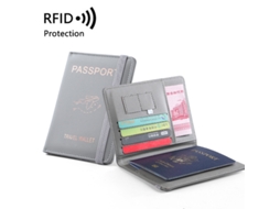 Porta-passaporte E Carteira De Viagem Com Bloqueio Rfid Cinza