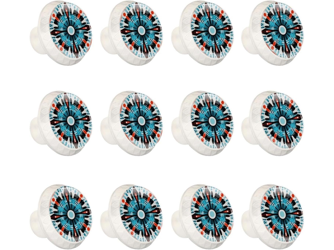 Puxadores Redondos Para Gavetas De Cômoda, Puxadores Para Armários De Cozinha, 12 Peças, Design Étnico Indiano Abstrato