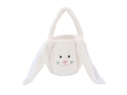 Primerox cesta de Coelho Pelúcia Páscoa com Orelhas Longas para Caça Aos Ovos Cute Branco