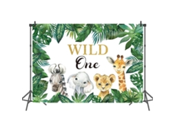 Cenário Elegante De Safári, Fundo Fotográfico De Animais Da Selva Para O Primeiro Aniversário, Design Personalizável Para Decoração De Meninos E Menin