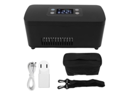 Caixa refrigerada portátil de insulina com porta usb 100 240v leve e vedada preto plug us com marca