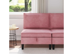 Vidaxl Sofá Com Armazenamento Rosa Veludo