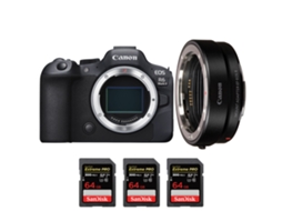 Eos R6 Mark Ii + Ef eos R + 3 Sandisk 64gb Uhs ii 300mb/s Máquina Fotográfica Híbrida + Ebook “20 Dicas para Fotos Que Impressionam” CANON