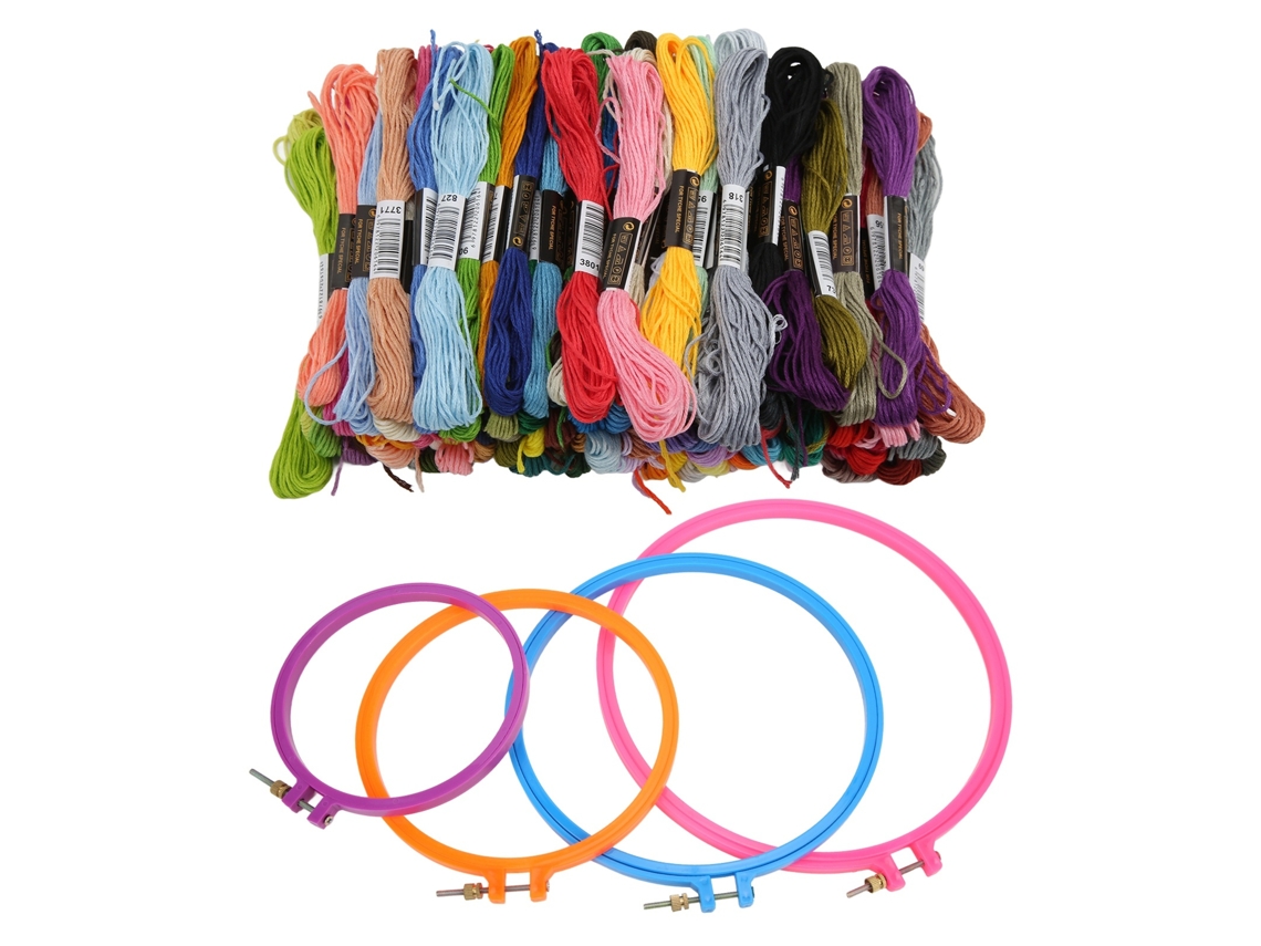 Kit De Bordado Para Iniciantes 4 Bastidores, 14,5 Cm, 5,7 Polegadas Com Linhas, Tecido E Bastidor Para Artesanato Diy Elysve