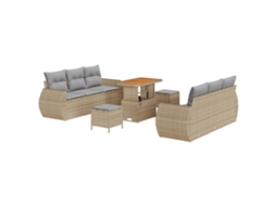 Conjunto 9 Móveis De Jardim Vidaxl Bege Vime Pe (90 X 55 X 71 Cm)