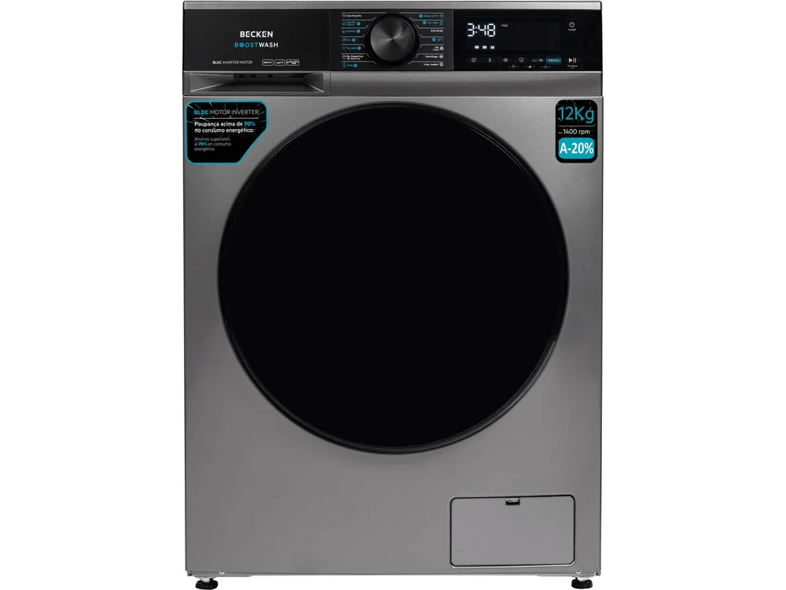 Máquina de Lavar Roupa BECKEN Boostwash BWM8816N (12 kg - 1400 rpm - Inox)