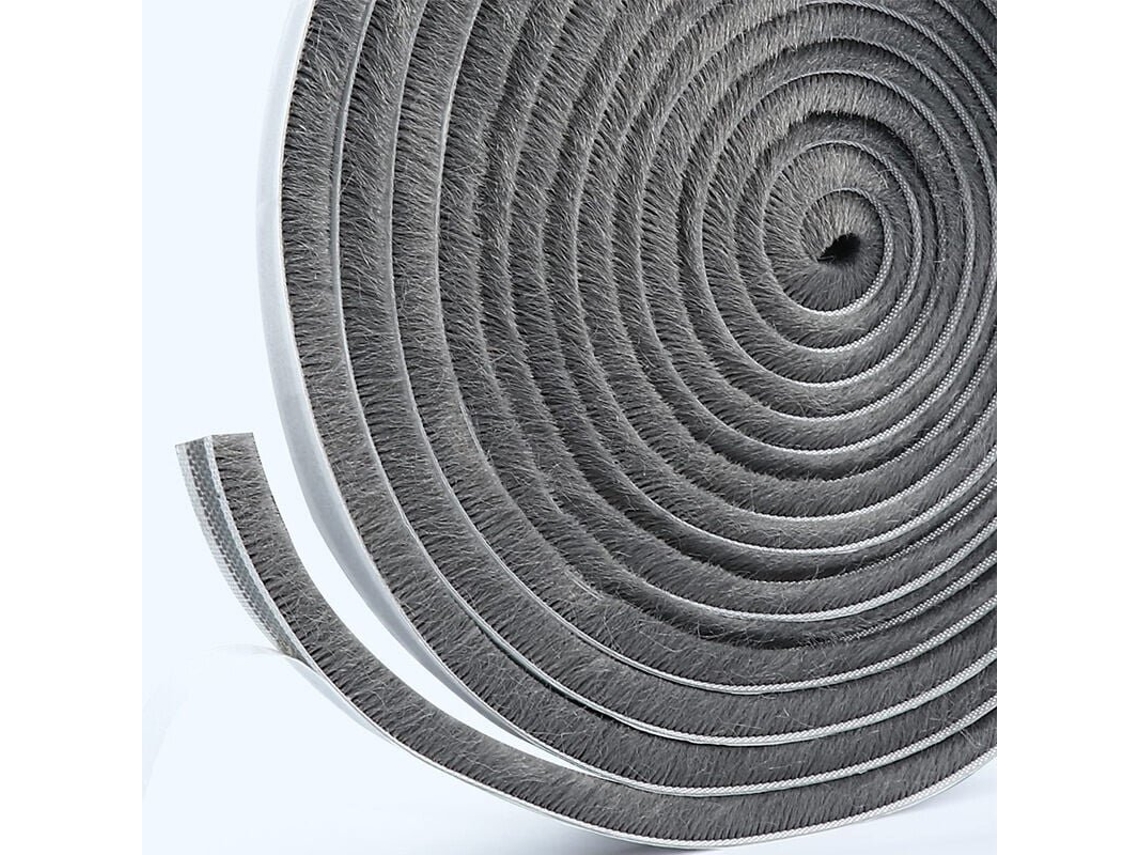 Faixa De Escova Autoadesiva De 5 M X 15 Mm Para Portas De Correr, Cinza