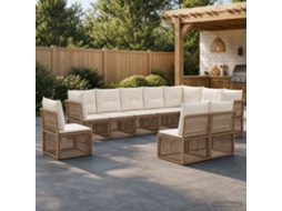 Vidaxl Conjunto De Sofá De Jardim 10 Unid. Bege Vime Pe
