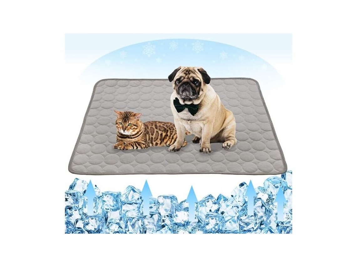 Tapete Refrescante, em Seda Gelada, para Pets, Lavável, 71x56 Cm, Cinza AQUAFORGE