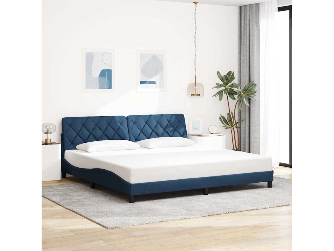 Vidaxl Estrutura De Cama Sem Colchão 200x200 Cm Tecido Azul