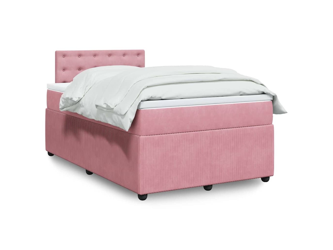 Vidaxl Cama Boxspring Com Colchão 120x200 Cm Veludo Rosa