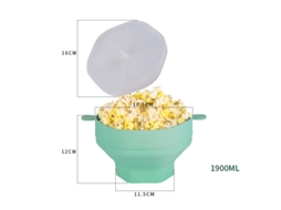 Tigela Dobrável de Silicone para Pipoca de Micro ondas com Tampa, Grande Capacidade. MDUG (verde)