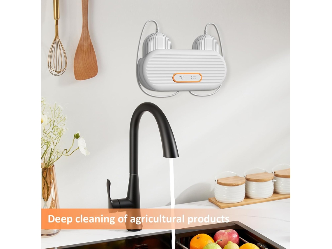 Limpador de Vegetais Recarregável para Montagem na Parede, para Limpeza de Carnes, Frutas e Vegetais AQUAFORGE