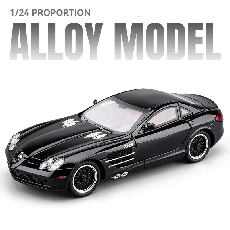 (preto) Miniatura De Carro Supercarro Em Escala 1:24, Feita De Liga Metálica Fundida, Com Som E Luz.