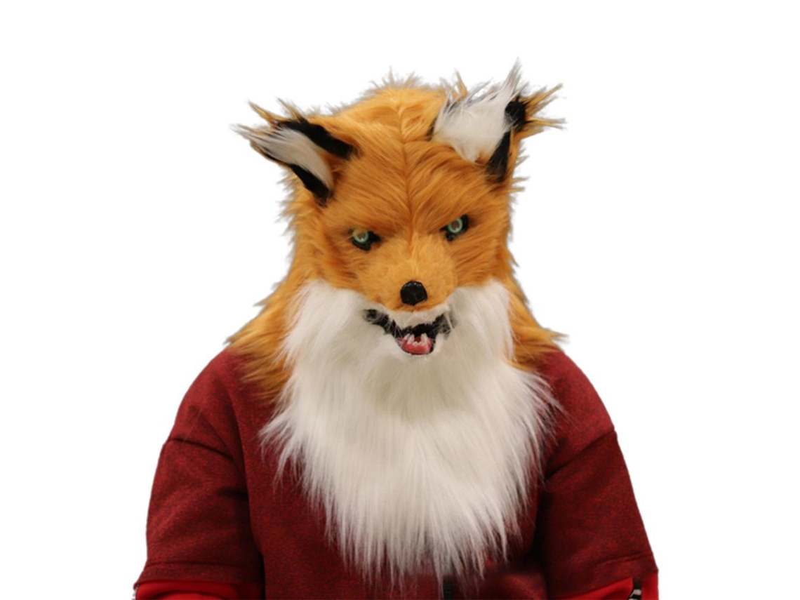 Primerox máscara de Cabeça de Raposa de Pelúcia Boca Móvel para Halloween Festas Cosplay Props