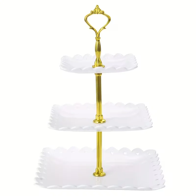 (1 Unidade) Suporte De Plástico De Três Camadas Para Cupcakes, Leve E Fácil De Limpar, Elegante Suporte Para Tortas E Sobremesas.