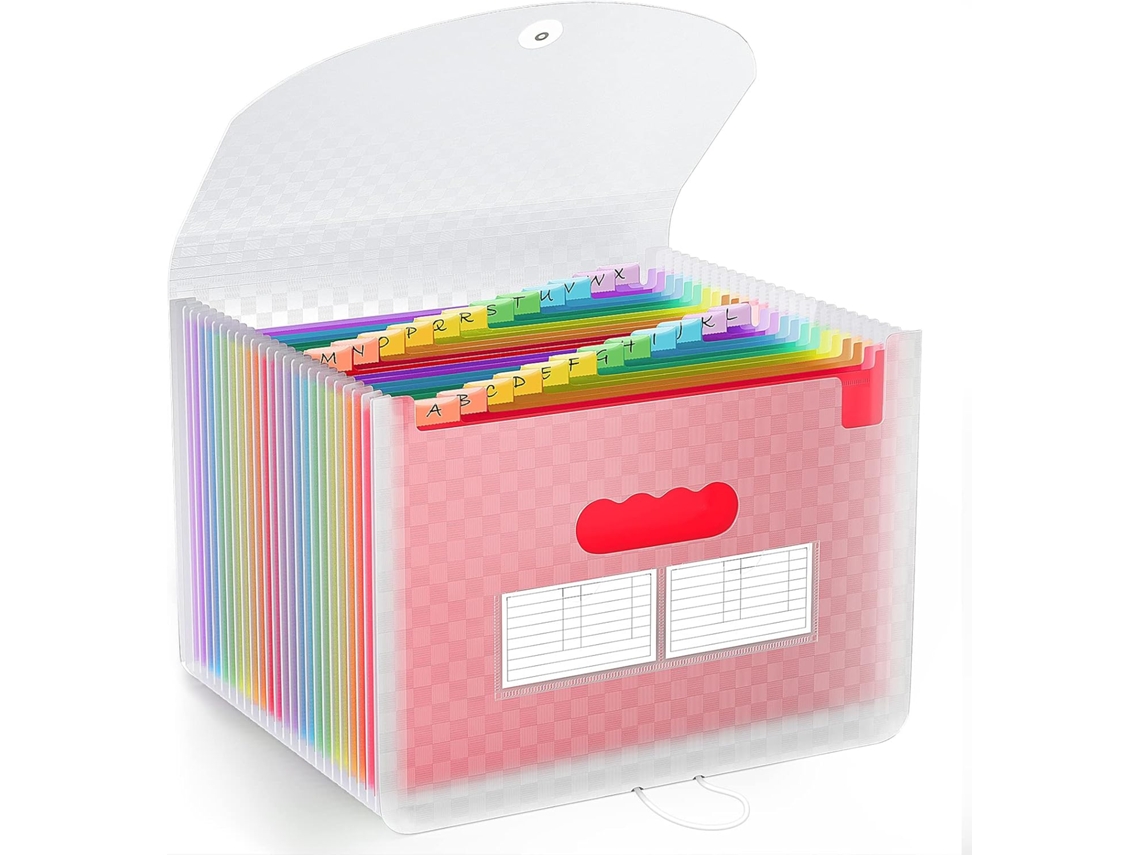 Organizador de Arquivos, Gavetas com 24 Bolsos, Organizador de Documentos, Pasta Sanfonada A4 para Mesa BRILVIBERA