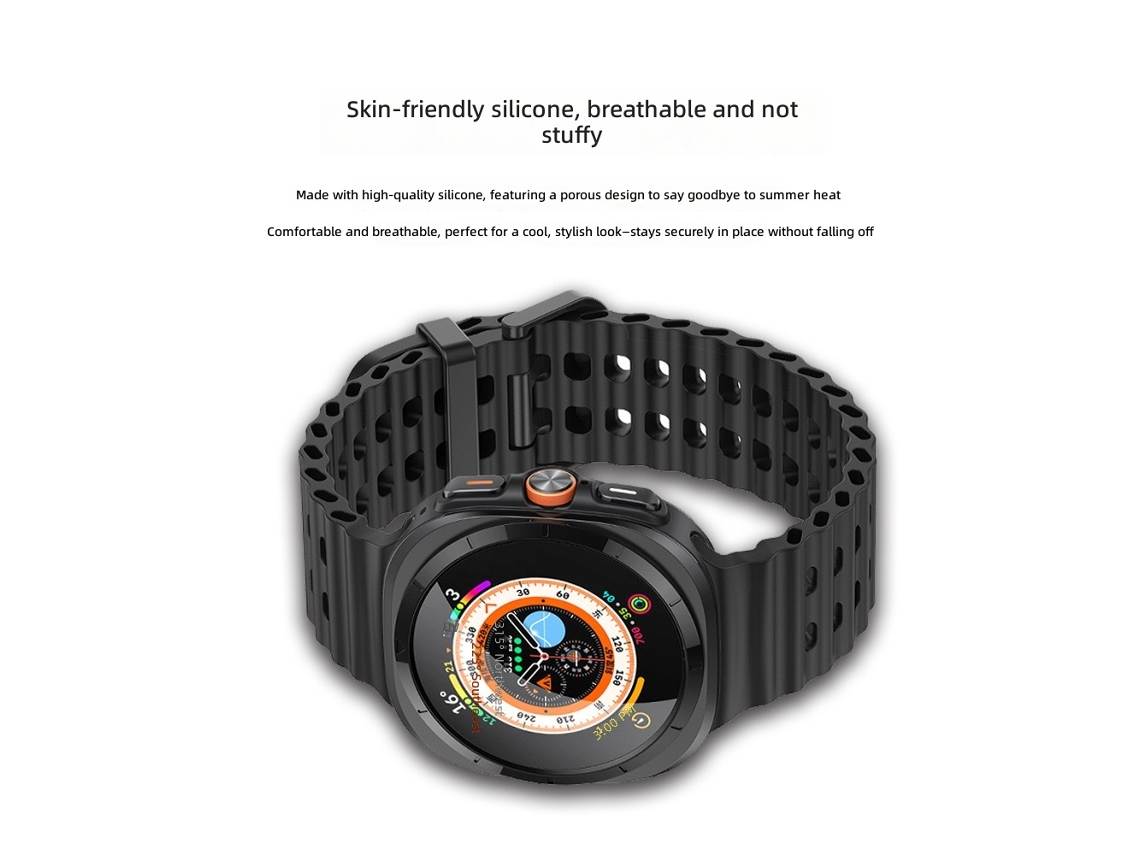 Pulseira de Silicone Respirável para Samsung Galaxy Watch8 Ultra 2 e Watch7 Ultra CHABERLU