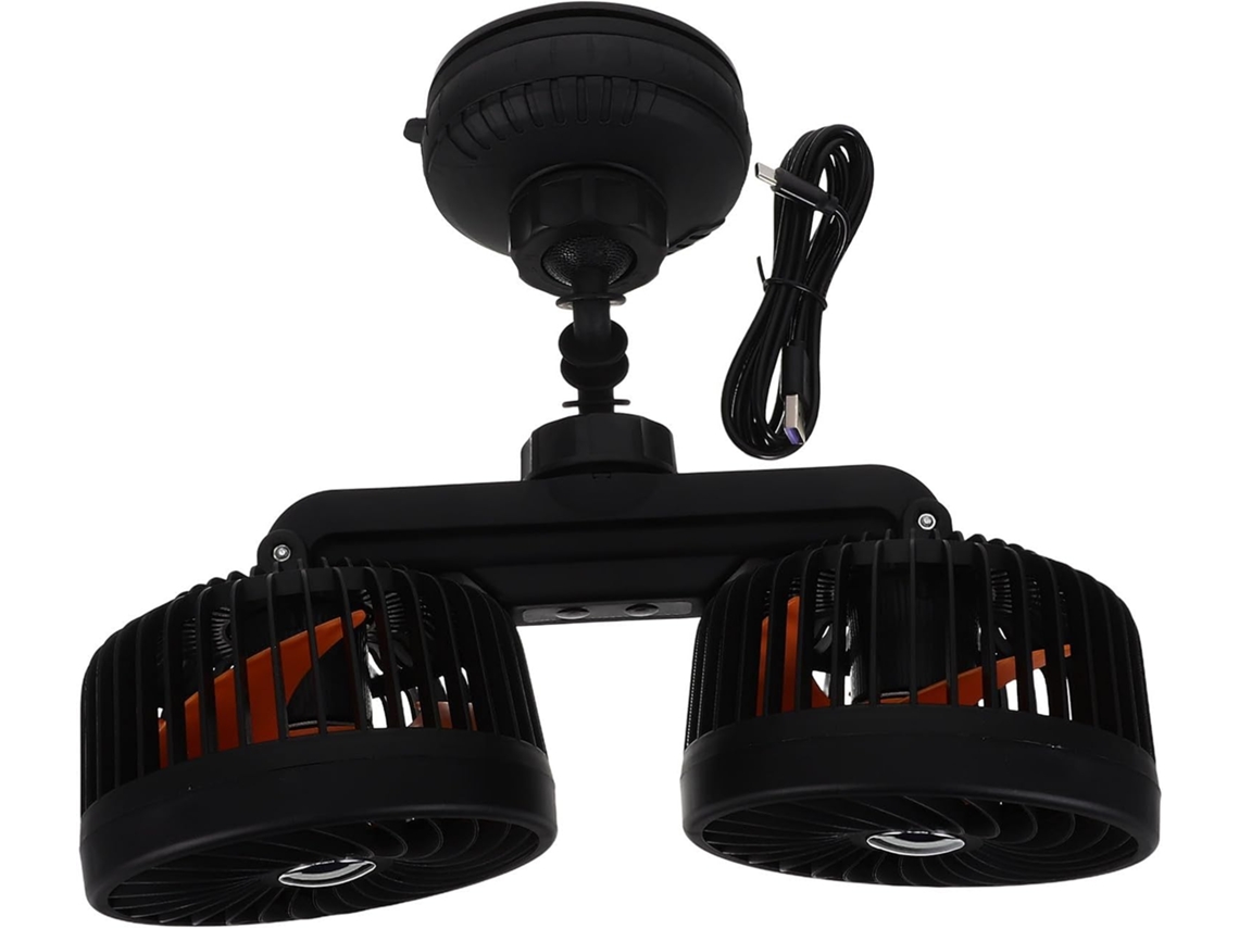 Ventilador De Carro Com 3 Velocidades Ajustáveis, Ventosa Dupla Na Cabeça, Rotação De 360°, Fluxo De Ar Potente, Para