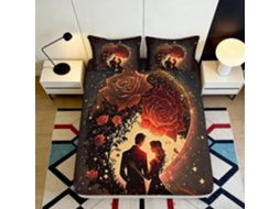 Conjunto de Cama com Estampa 3d Silhueta em Microfibra Fronha 200x25cm