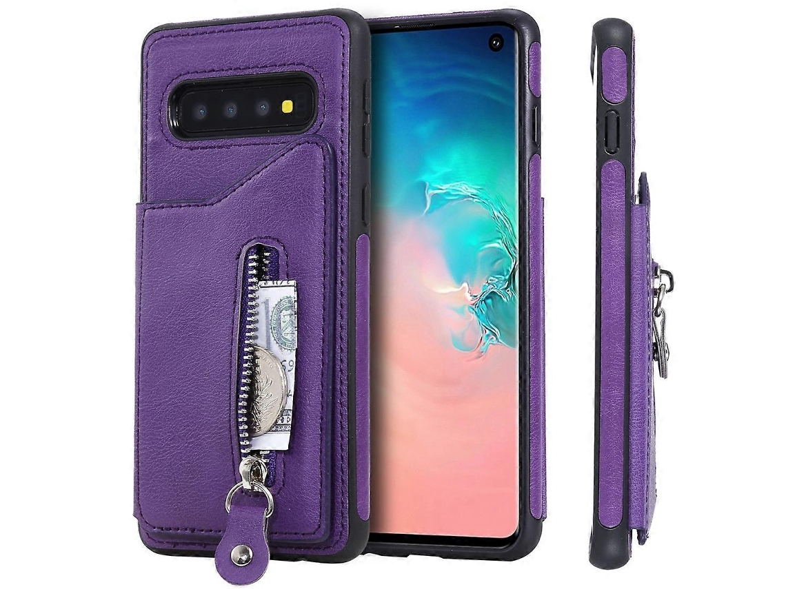 Capa Protetora Resistente A Impactos, Com Zíper E Fivela Dupla, Em Cor Sólida, Para Galaxy S10.