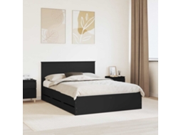 Vidaxl Estrutura Da Cama Preto 140 X 190 Cm Madeira De Engenharia