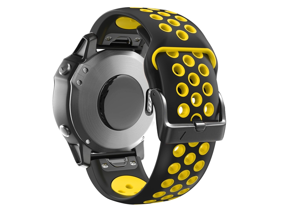 Bracelete Silicone Duas Cores Liberação Rápida para Garmin Tactix Delta/Enduro/Fenix 7X/Fenix 7X Preto/Amarelo