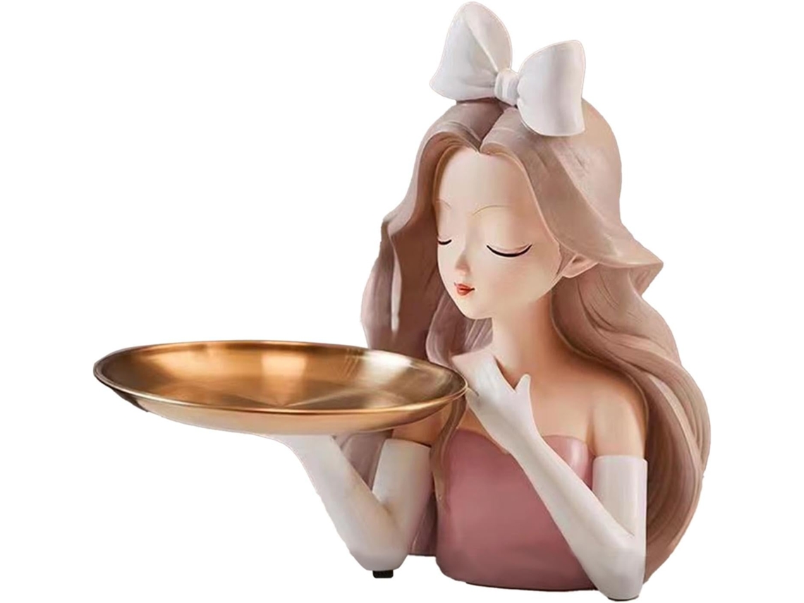 Bandejas Decorativas Para Estatuetas, Tigela Para Doces, Estátua De Menina Em Resina.